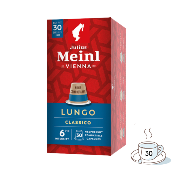 Julius Meinl Inspresso Lungo Classico 4 XL, Nespresso-kompatibel, kompostierbar, 30 Kaffeekapseln à 5,6 g